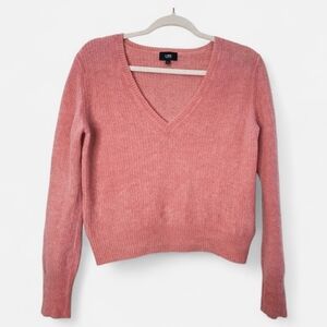 LINE 100% Cashmere V-Neck Sweater Coral Pullover Small/ Petite Luxury Knitwear